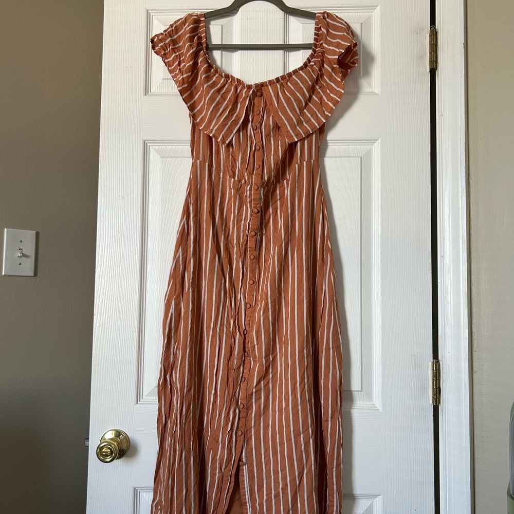 Amuse Society Rust and White Striped Maxi Dress - Picture 2 of 5
